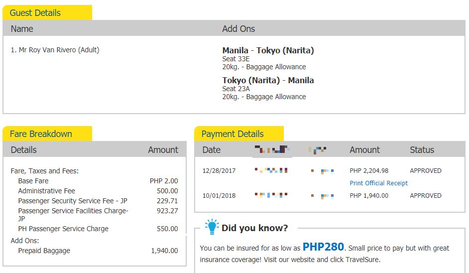 Cebu Pacific Seat Sale - Narita