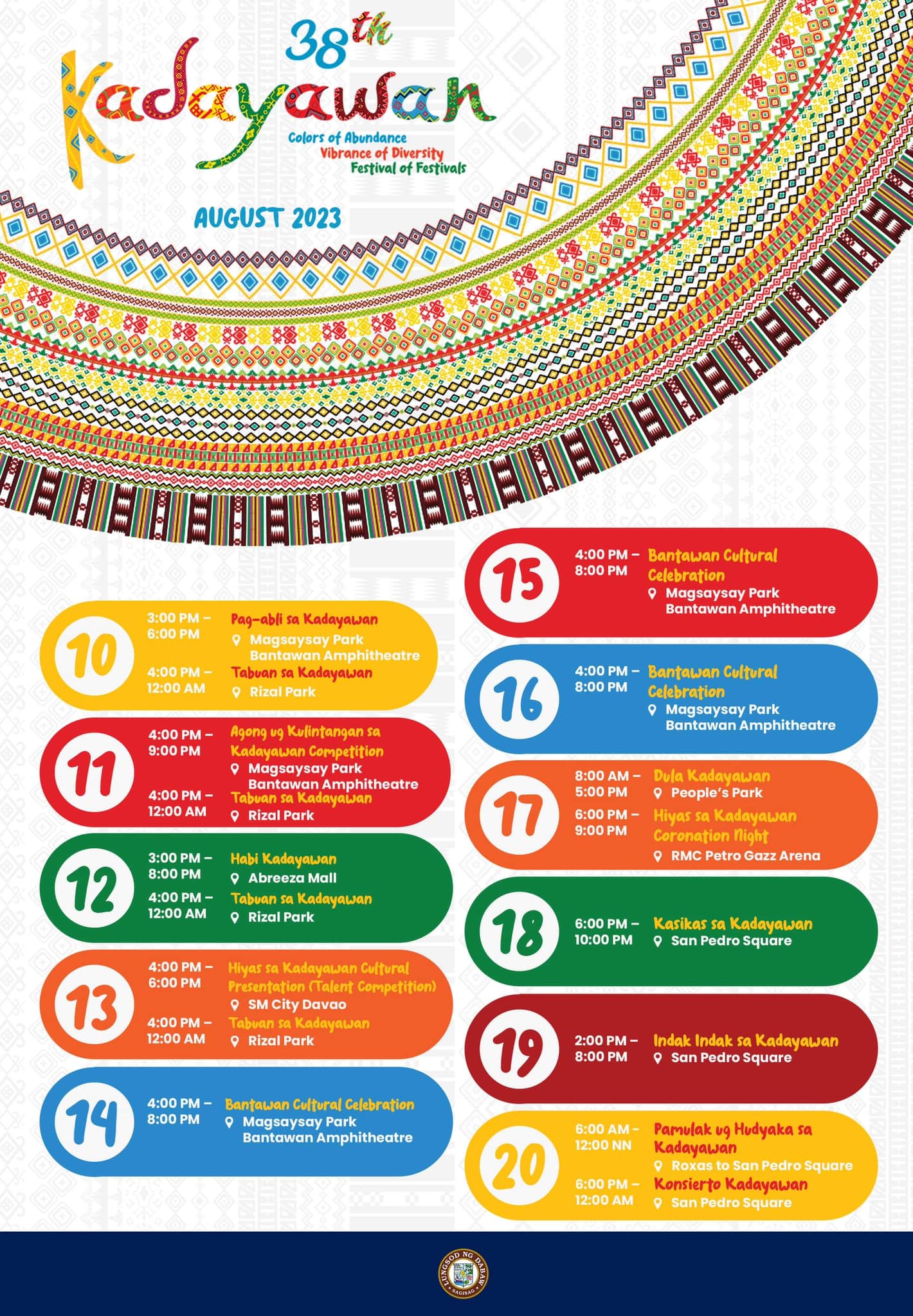 Kadayawan 2023 List of Activities and Schedules